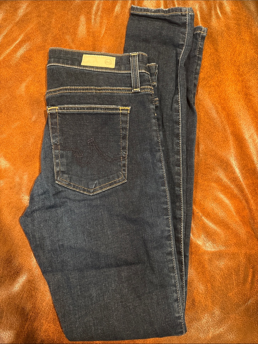 AG Adriano Goldschmied Dark Indigo Slim Jeans with Contrast Stitching